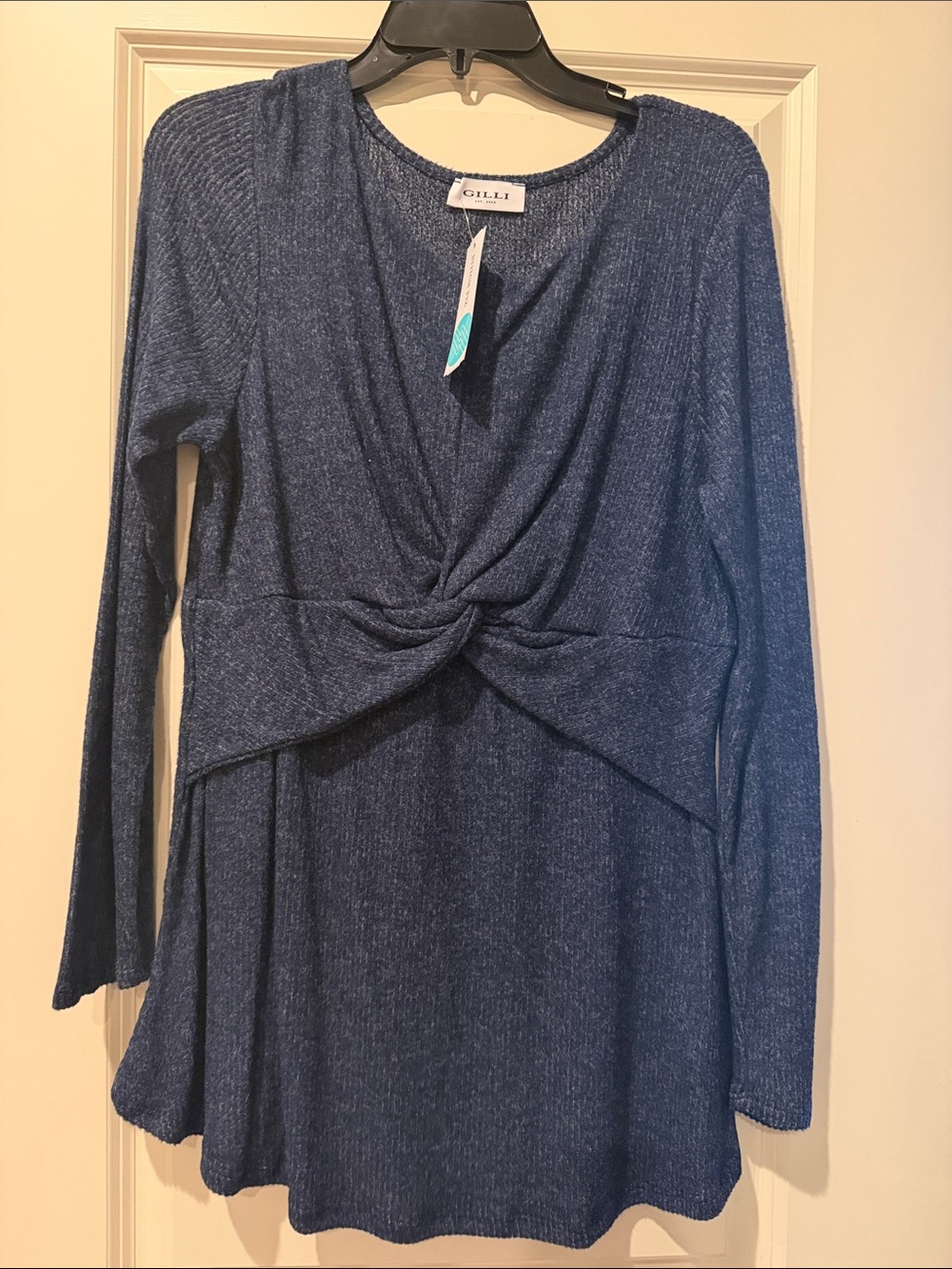 Gilli Denim Blue Twist-Front Long Sleeve - Maternity - Tunic